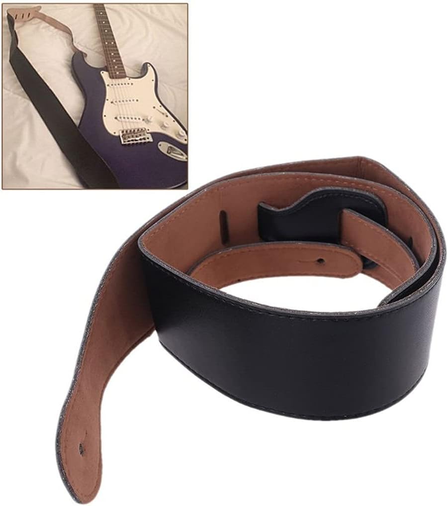 JSEIAJB Adjustable Soft PU Leather Thick Strap for Electric Acoustic Guitar Bass Black Accessories