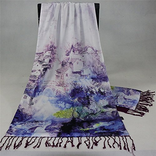 Châle en soie longue écharpe velours épaisse femme accessoire d'hiver chaud grand format