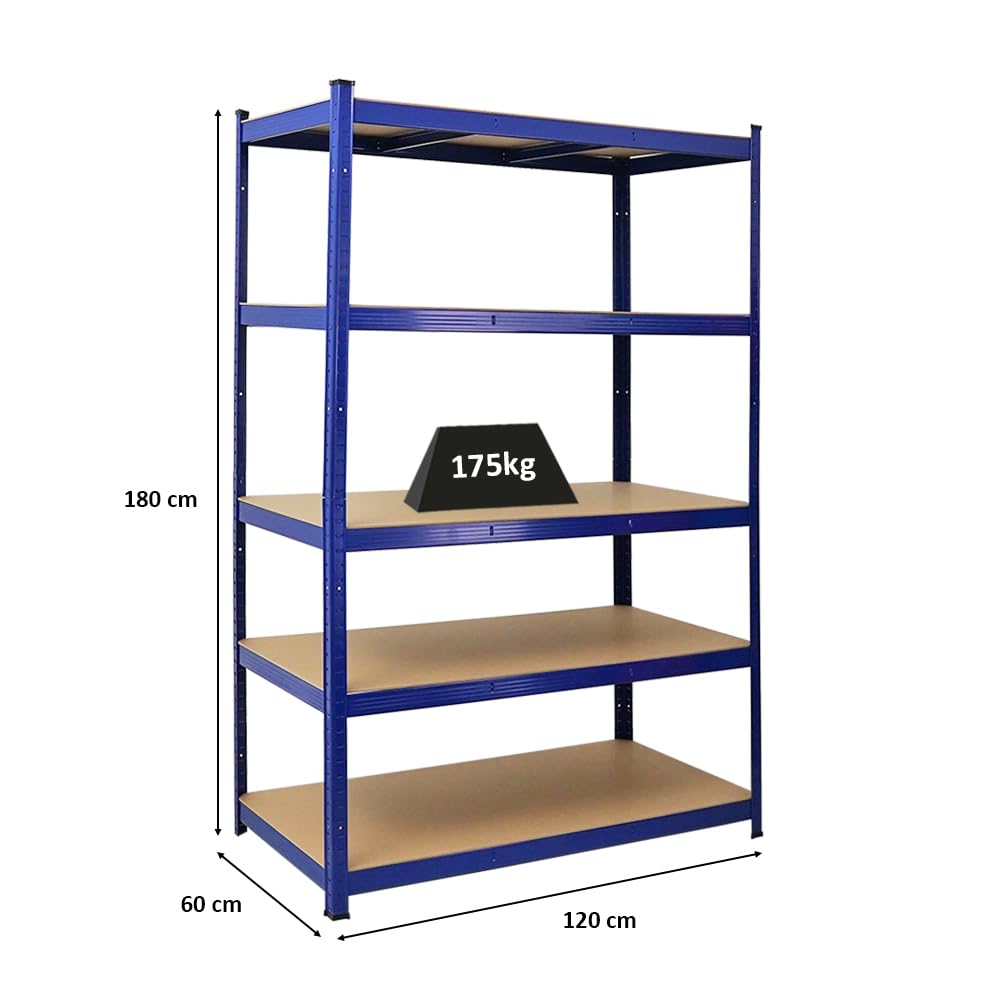 PROREGAL Schwerlastregal Taurus Blau 180x120x60cm Gesamtlast 875kg Kellerregal, Steckregal, Garagenregal, Lagerregal