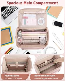 Marscamd Rolling Teacher Bag with 15.6" Laptop Compartment, Wheeled Work Briefcase Tote with Detachable Trolley for Women, Pink