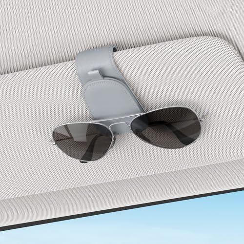 Image of Sotfamily Sunglass Holder for Car Visor, Light Gray, 2 Packs | Suede Cloth, Magnetic, Organizer for Car Accessories