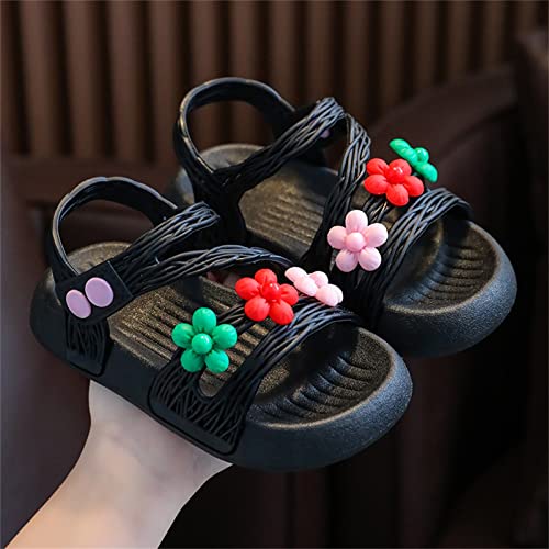 Children Shoes Summer Soft Sole Waterproof Soft Comfortable Fashion Princess Shoes Large Medium Dressy Sandals for Girls (Black, 8-9 Years Little Child)4