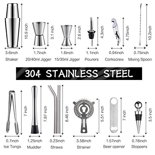 X-cosrack Boston Bar Sets mit drehbarem Ständer: 19 Stück Cocktail Shaker Sets aus Edelstahl, für Home Barkeeper Kit… - Image 3