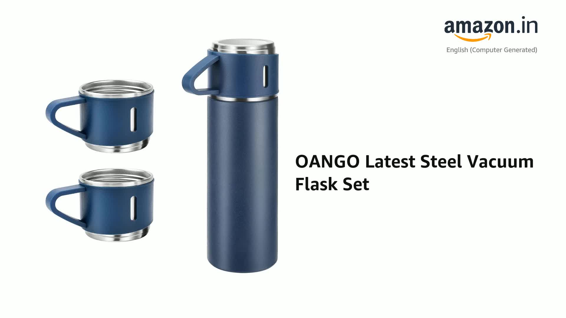 OANGO Latest Steel Vacuum Flask Set with 3 Steel Cups Combo