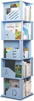 5-Layer CD DVD Rack, 360Rotating Childrens Bookcase Storage Rack/Magazine Picture Display Rack, Home Office Living Room Study Storage Color Blue, Size 4441157cm