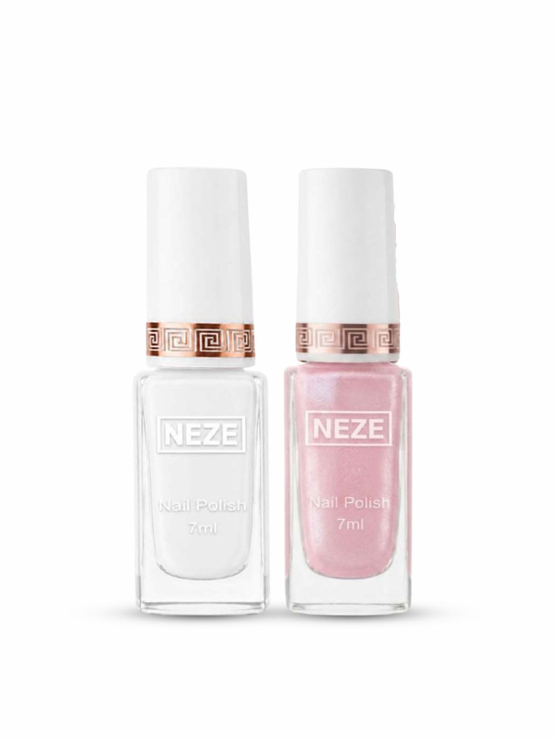 NEZE White & Shimmer Baby Pink Nail Polish Combo, 7ml Each, Long Lasting, Quick Dry, High Shine Finish, Smooth Application, Chip Resistant Nail Color for Women-image-34