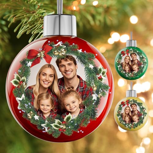 Image of Bemaystar Personalized Photo Christmas Ornaments 2025 - Custom Christmas Ball Ornaments, Customized Ornament for Xmas Gifts for Mom Dad Kids Pets Friends