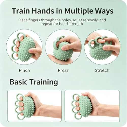 Image of Electric Hand Grip Strengthener Finger Exercise Ball, 3 Modes Vibration Therapy Ball with Magnetic Roller, Rechargeable Silicone Hand Squeeze Ball for Stroke Recovery, Arthritis, Carpal Tunnel & Stress Relief (1100mAh, 10Min Auto-Off)