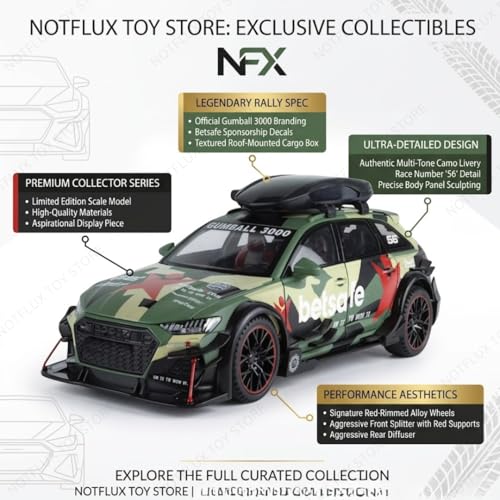 Image of Audi RS6 Military Edition 1:24 Scale Diecast Model Car - Premium Alloy Supercar Toy with Realistic Details, Opening Doors, Pull Back Action for Kids & Collectors [Pack of 1] [Multicolor]