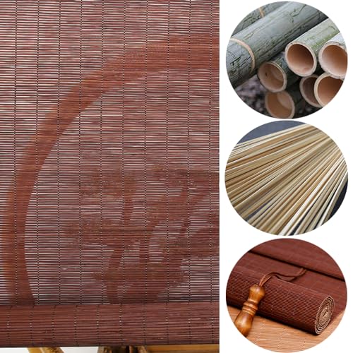 MZZHEDIE Bamboo Blinds,Bamboo Roll Up Window Blind Sun Shade, Blackout Roller Blinds,Indoor and Outdoor Privacy Bamboo Curtains,Natural Partition Decorative Curtains,Dark Brown (50×120cm/20×47in) - Image 3