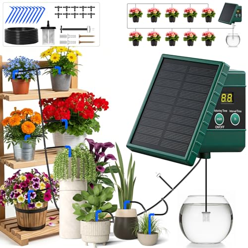 Solar Irrigation System Kit for Garden, Drip Irrigation Kit Self-...