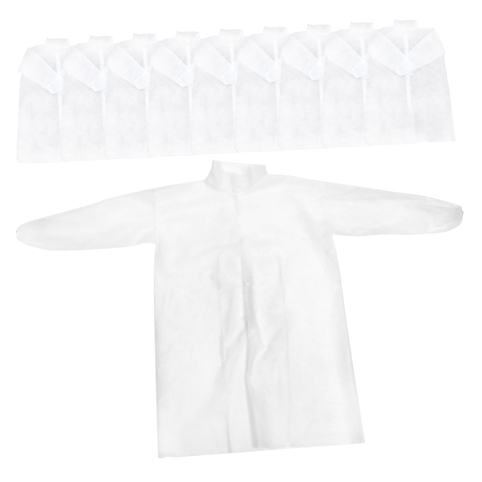 BESPORTBLE Camice da Laboratorio Usa e Getta Bianco 10 Pezzi Non Tessuto Maniche Lunghe Facile da Indossare per Laboratori e Lavorazione Alimentare Stili multipli