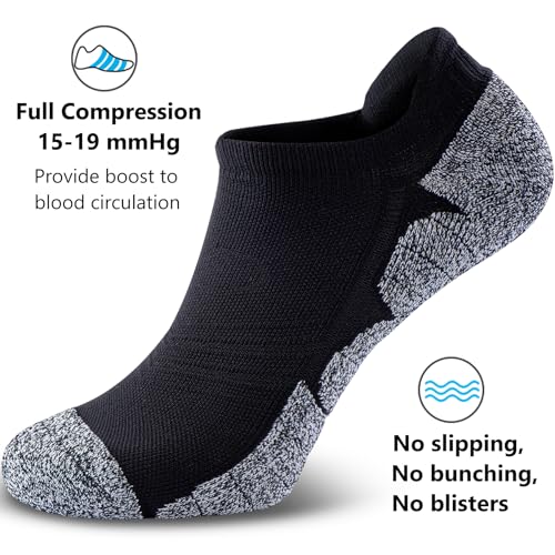 Image of CWVLC No Show Sports Compression Socks for Men Women with Cushion (4 /8 Pairs)