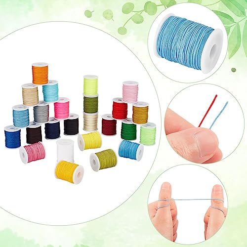 Image of PH PandaHall 0.8mm Nylon String Beading Thread 25 Colors Chinese Knotting, Kumihimo Macrame Cord Wind Chime Blinds String for Macrame Friendship Bracelets Christmas Ornament, 250 Yards