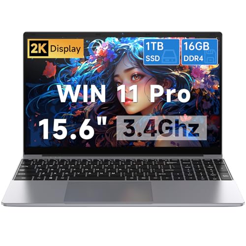 Gezoon 15.6 Inch Laptop, Win 11 Pro Laptop Computer with 16GB RAM 1TB SSD, Celeron N100 Quad-Core(Up to 3.4GHz) Processor, FHD IPS 1920x1080, HDMI, Type-C, USB 3.0, WiFi 6, BT 5.2, 6500mAh Battery