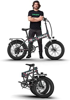 EMotorad Doodle Pro Fat-Tire Foldable Electric Mountain Bike – 250W Rear Hub Motor, 12.75Ah Removable Li-ion Battery, C6+ Display, Front/Rear Lights with Side Indicators (Doodle Pro, Native Pop)