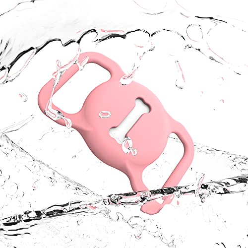 Image of Airtag Dog Collar Holder, Silicone AirTags GPS Tracking Accessories, Air Tags with Bone Pattern (1 Pack(Pink))