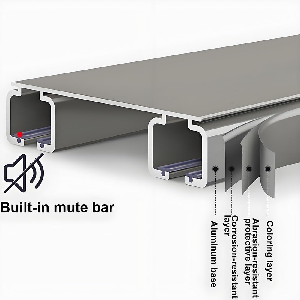 Vorhangschiene 2-läufig, Gardinenschiene Deckenmontage mit Gardinen Clips, 50cm 100cm 240cm 300cm 350cm 450cm 600cm Doppelte Vorhangstangen mit Leiser Gleitfunktion(White,600cm)
