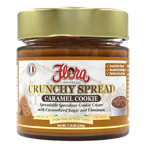 Flora Fine Foods Caramel Cookie Crunchy Spread | 7.76 oz jar | Sweet Caramel crisp butter | Imported from Italy (Single Jar)