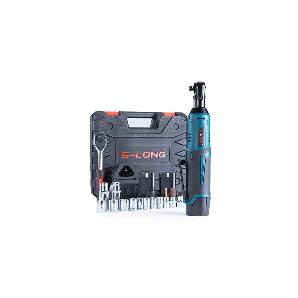 S-LONG-Cordless-Ratchet-Wrench-Set-38-400-RPM-12V-Power-Electric-Ratchet-Driver-with-12-Sockets-Two-2000mAh-Lithium-Ion-Batteries-and-60-Min-Fast-Charge
