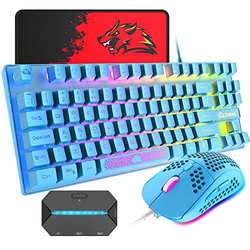 ゲーミングキーボード マウス 88キー 軽量 LEDバックライト USB接続 エルゴノミック 防水 完全なアンチゴーストボタン ゲーマーやタイピストに最適 6400DPIゲーミングマウス マウスパット付き日本語取扱説明書付き PC PS4 スイッチ対応