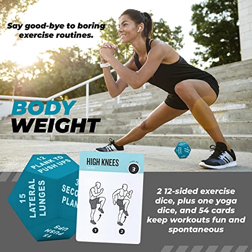 NCA Exercise Dice - 2 Fitness Dice+ 1 Yoga Dice + Bodyweight Exercise Cards - Add Fun and Variety to Workouts for Home or The Gym- Workout Dice 12 Sided Foam for Kids or Adults Turquoise & Indigo - Image 3