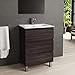 Eviva EVVN544-24WG Vigo 24" Wenge White Integrated Porcelain Sink Bathroom Vanities