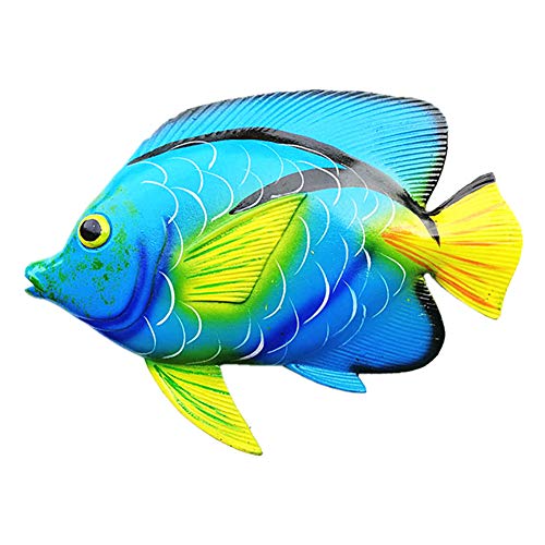 11inches Large Tropical Fish Wall Art Decor Sculpture Hanging for Indoor Bedroom Living Room Outdoor Garden - Gifts Idea for Best Friends