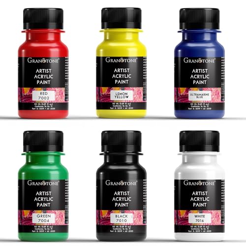 Image of GRANOTONE Acrylic Paint Set of 6 Colors 1.7 oz Each Non Toxic