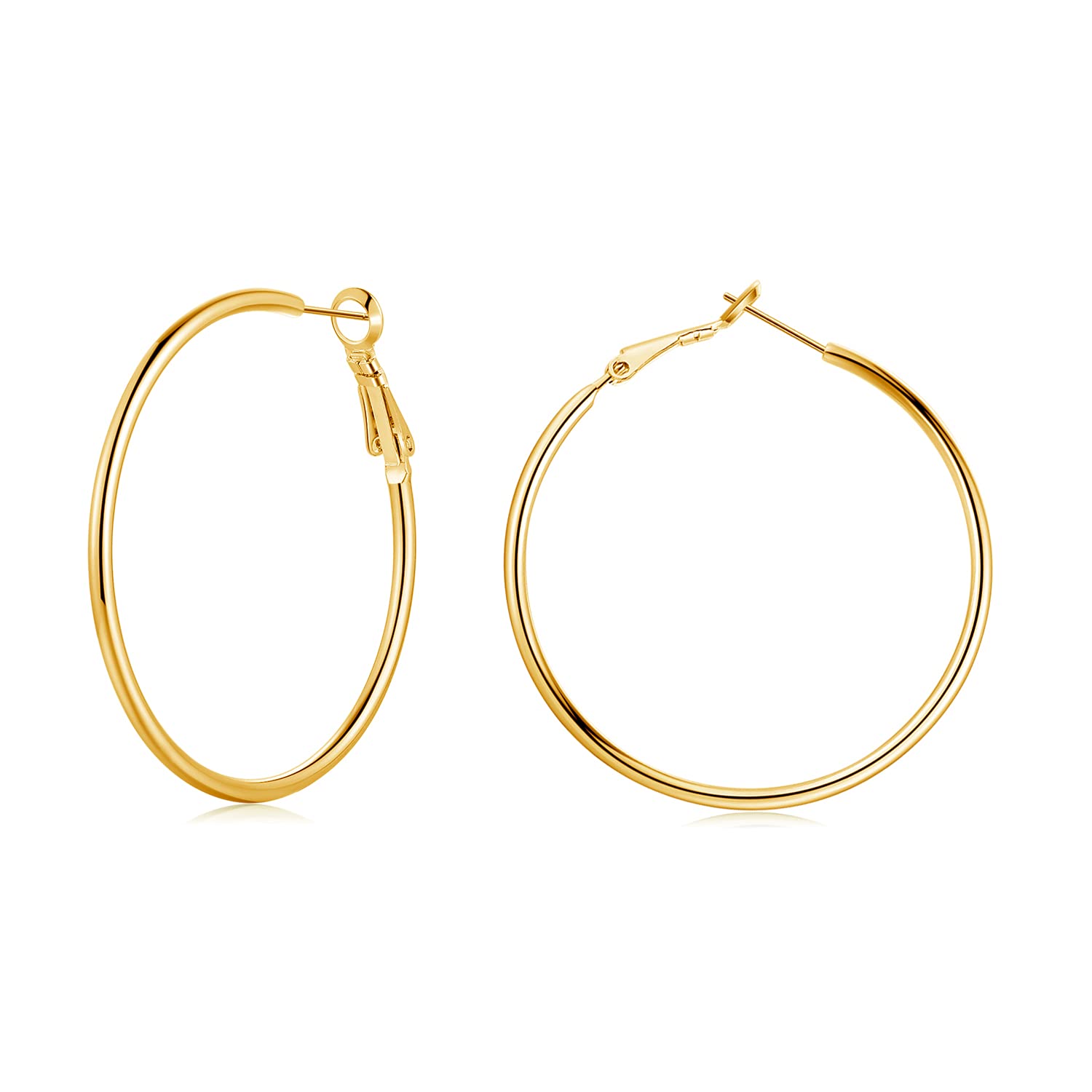 Josfeva Creolen Silber 925 Set, 925 Sterling Silber Creolen Ohrringe Groß, 40/50 / 60mm Damen Creolen Silber/Rosegold/Gold, Endless Huggie Rund Kreolen, Klapp-Creolen Ohrringe für Frauen