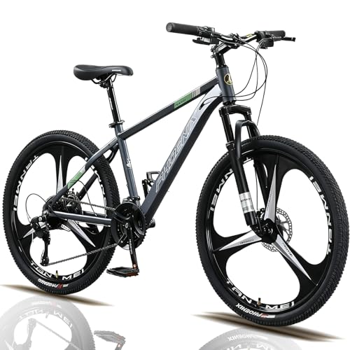 CUIOT マウンテンバイク 24インチ/26インチ/27インチ 24段変速 MTB 自転車 クロスバイク ディスクブレーキ クロスバイク 泥よけ、空気入れ、ワイヤ錠のプレゼント付き 超高炭素鋼フレーム 機械式ディスクブレーキ 内部配線 荒野越え 男性 女