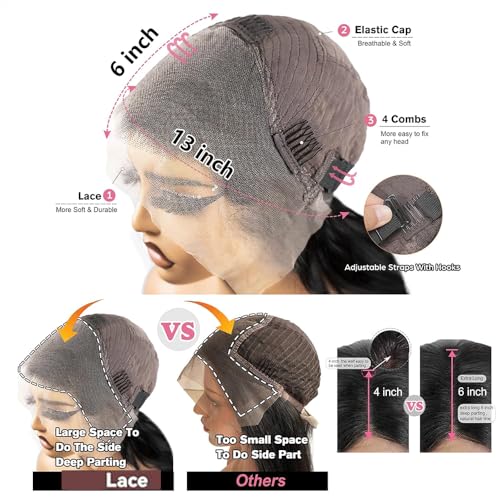 Perruque glueless 1B natural black avec frontale pré-customisée