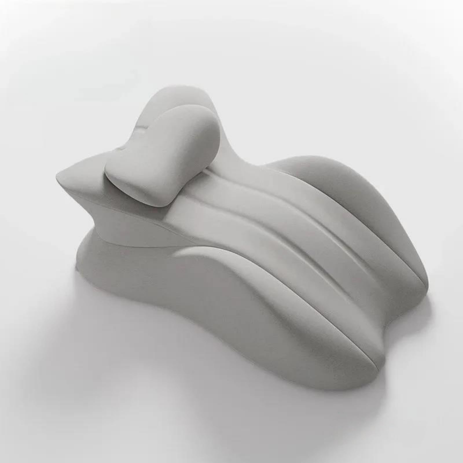 BFJNFPBEU Ergonomic Contoured Stomach Sleeper Pillow with Detachable Neck Headrest, Memory Foam Prone Sleeping Bed Cushion, Multi-Purpose Wedge Support Pillow,Gray