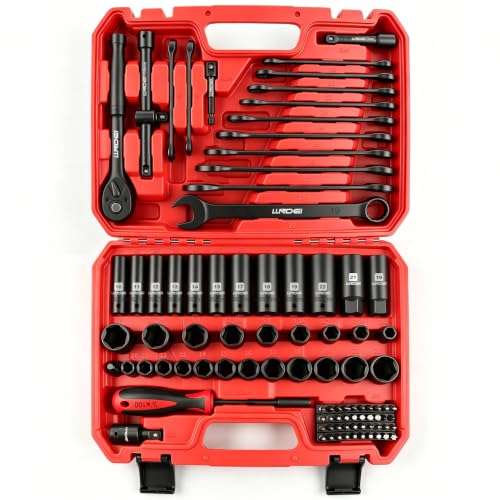 Image of 3 /8 inch Drive Socket Set, 93 Pcs Dual Wrench Kit SAE and Metric Tool Set