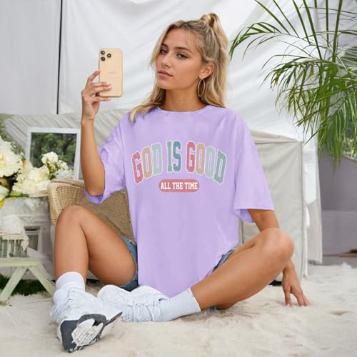 Image of Christian Shirts for Women Oversized God is Good Shirt Religious Jesus Faith Inspirational Tshirt Bible Verse Tee Top