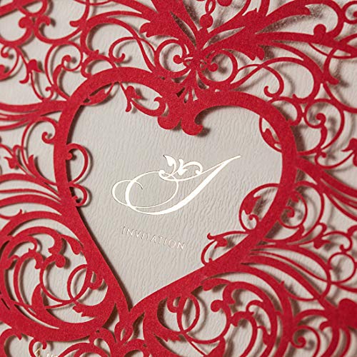 FLZOPYNE 50X inviti di nozze Taglio Laser Rosso