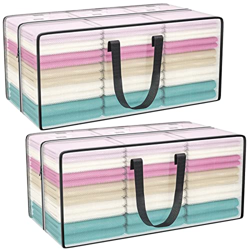 Clear Storage Bags with Zipper, 2 Pack Large Moving Bags Heavy Duty