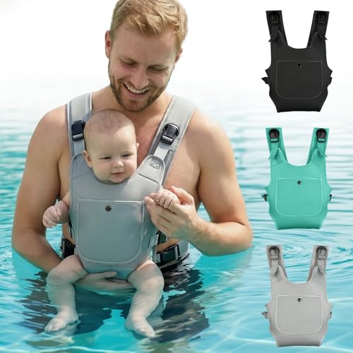 Neoprene Water Baby Carrier Newborn to Toddler Ergonomic Waterproof Infant Chest Holder with Adjustable Straps Breathable & Lightweight Baby Wearing Gear for Summer Pool Swimming & Beach