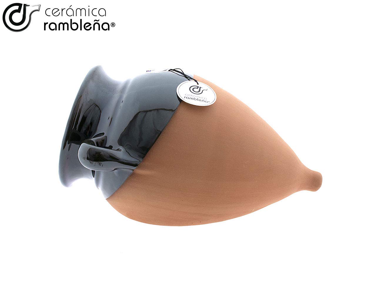 CERÁMICA RAMBLEÑA | Maceta Colgante pileta | Maceta de Barro para Colgar | Maceta Pared pileta Filo Verde - Modelo D65 | 20x30x17 cm