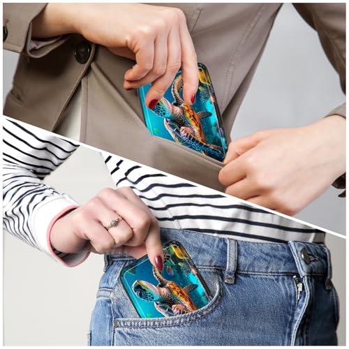 Image of Credit Card Holder, Mini Aluminum Card Wallet RFID Blocking Slim Metal Hard Card Case for Women Men, Turtle