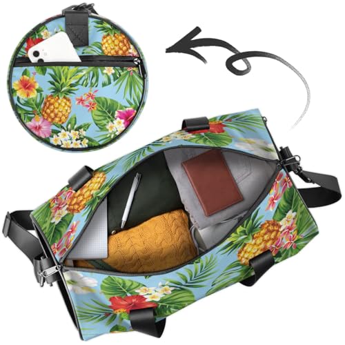 Tropical Fruit Pineapple Travel Gym Bag Waterproof Sport Dance Bag for Women Men Portable Gymnastics Duffel Bags Canvas Tote Carry on Handbag for Workout Overnight Weekender2