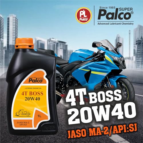 Image of PALCO 4T Boss 20W40 Bike Engine Oil, 1L (Pack of 1) Multigrade Synthetic Technology 4 Stroke Engine Oil for Bikes - API SJ JASO MA2 Certified