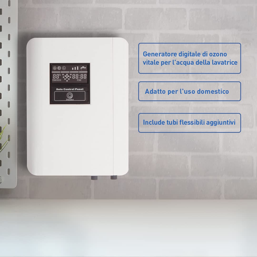 Generatore di Ozono Domestico Vitale - Ozonizzatore - Depuratore d'Acqua Installabile in Lavatrice per Eliminare i Batteri - Ideale per Bagni e Pulizie Domestiche