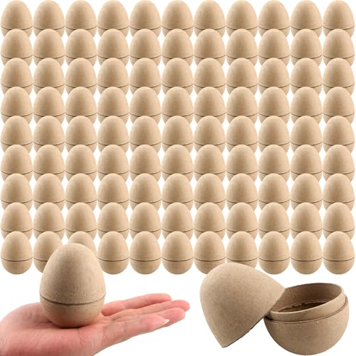 90 Pack 3.15 Inch Brown Paper Easter Eggs Empty Easter Eggs Craft for Kids Adults DIY Easter Hunt Party Decor Supplies