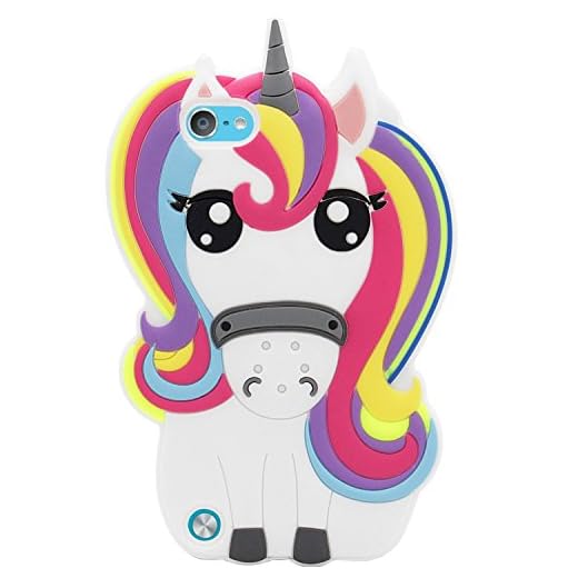 Mulafnxal Rainbow Unicorn Case for iPod Touch 5 6 5th 6th 7th,3D Soft Silicone Cases,Cute Cartoon Animal Fun Cover,Kawaii Character Girls Kids Cool Protector,Shockproof Rubber Shell for iPod6 5 7