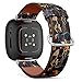 CJBROES Replacement Leather Watch Band, Compatible with Fitbit Versa 3 and Fitbit Sense of Wristband Bracelet Accessory - Vintage Harbor