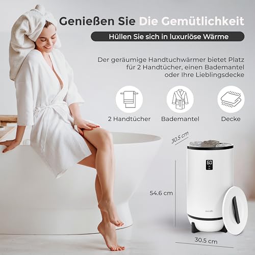 SereneLife Handtuchhalter Stehend Schwarz – Elektrischer Handtuchwärmer für 2 Handtücher Energiesparend und Mobil mit Timer, Handtuchtrockner mit Überhitzungsschutz und Auto-Abschaltung für Bad