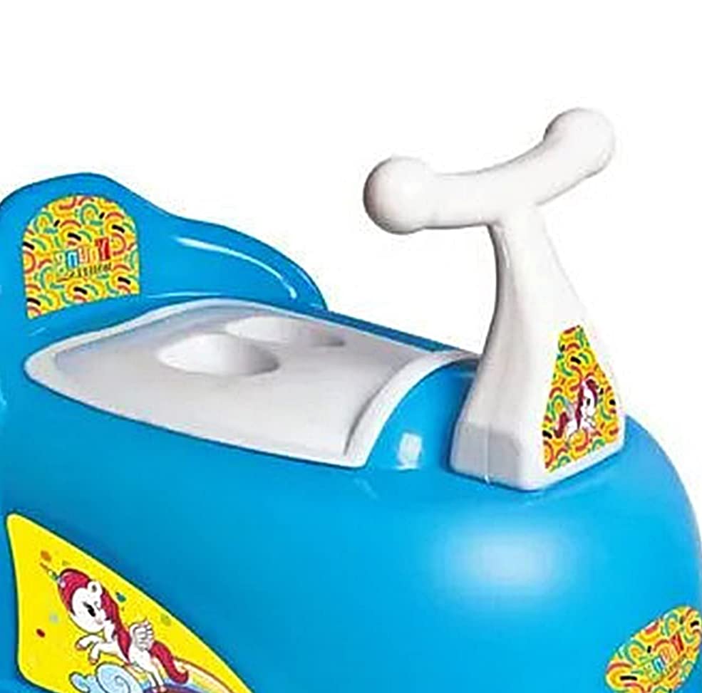 Image of Urbane Chic Scooty Shape Potty Training seat with Easy Grip Handles, Wheels, Non toxic Material Comfortable seat for 2+ years Kids -Blue