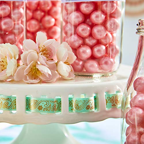 Image of Brother P-Touch Embellish Gold Print on Mint Green Satin Ribbon TZERM34 - ~ inch Wide x ~13.1' Long for use with P-Touch Embellish Ribbon & Tape Printer