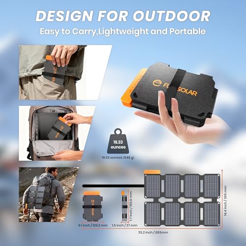 Image of FlexSolar 25W Portable Solar Panel Charger Built-in USB-A & USB-C Ports | Quick Charge , ultra-lightweight emergency charging power for hiking, backpacking, camping and outdoor